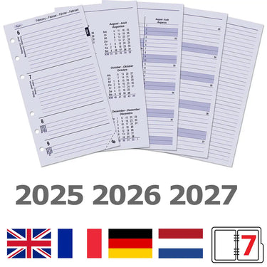 6216-25-26-27 170 x 95 mm Personal Agenda Planner Refill Paper EN DE FR 2025 2026 2027